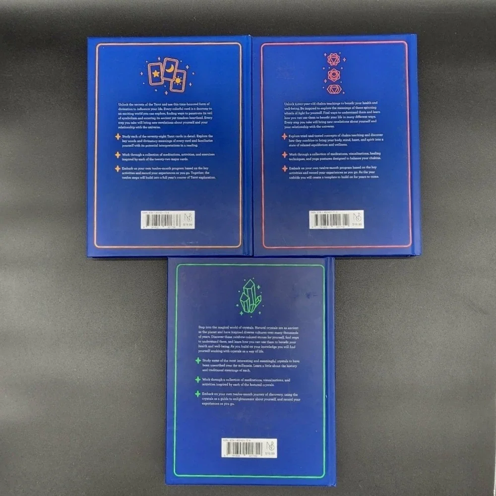Quarto Modern Guide Crystals Chakras Tarot Blue Hardcover Book Set of 3‎
